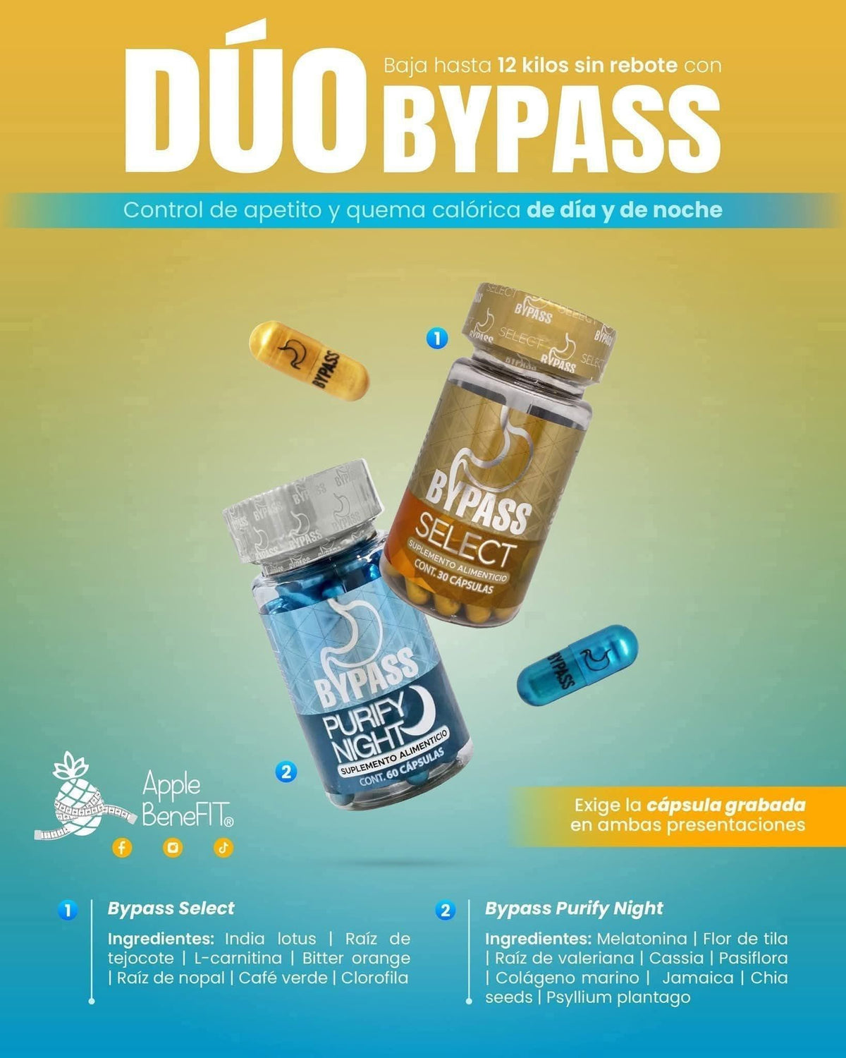 DUO BYPASS SELECT + BYPASS PURIFY NIGHT – Inhibidor de Apetito Aún Más Potente
